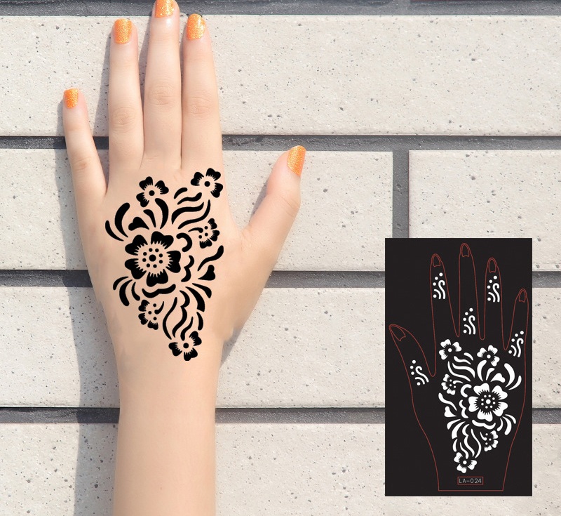 Floral hand stencil and matching pattern sheet